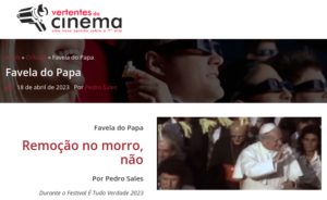 Reseña sobre la Favela do Papa en Vertentes do Cinema